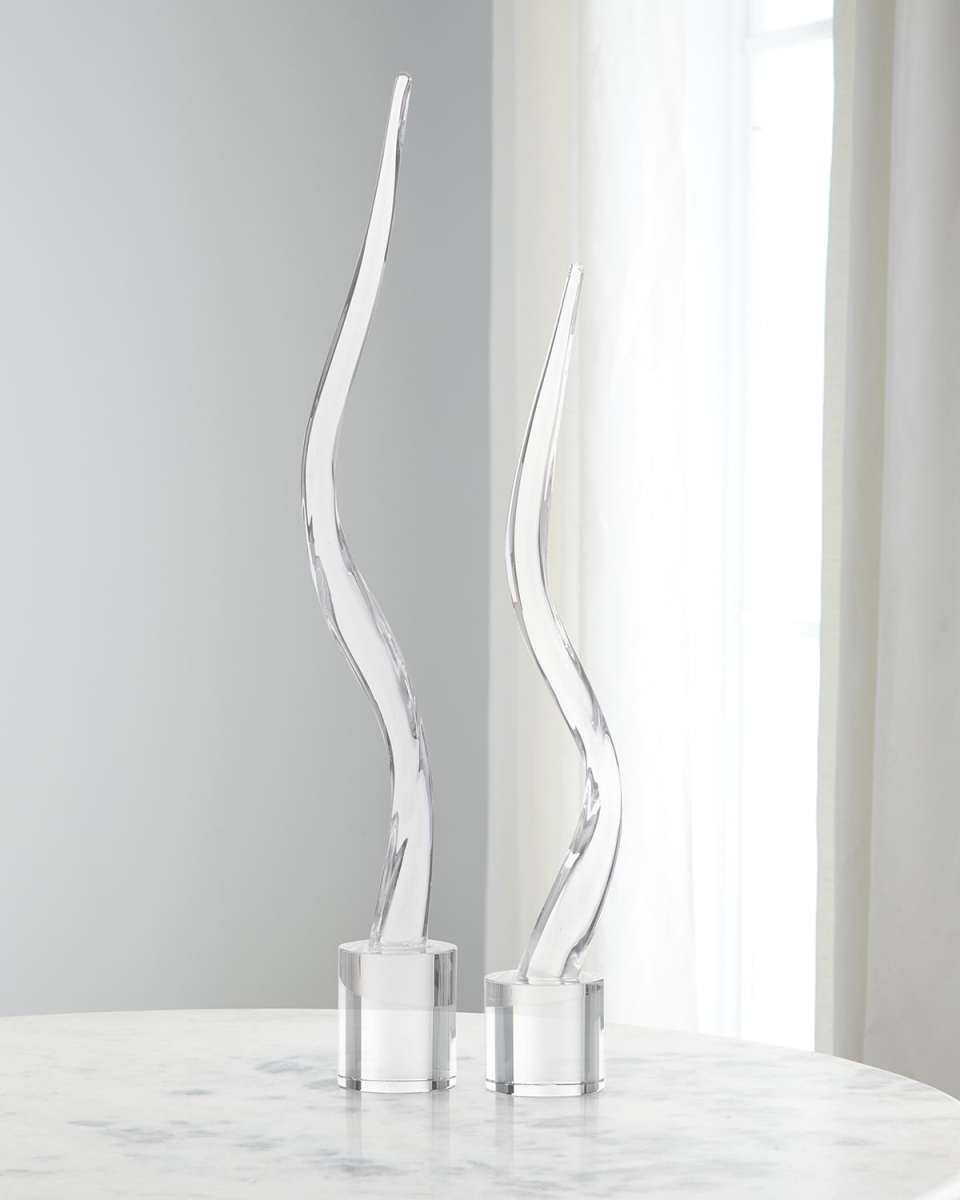 Glass Wave Sculptures, Set of 2